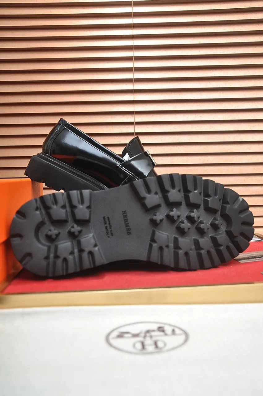 Men's men's shoes 💰720💶【[Hermes HERMES】】(High-end Niuli) New 🍀 HERMES - top version of classic casual leather shoes! Made of imported original cowhide, the inner top layer is comfortable cowhide lining! Original wear-resistant rubber foam outsole! High quality products! Code number 38-45 (45 customized)